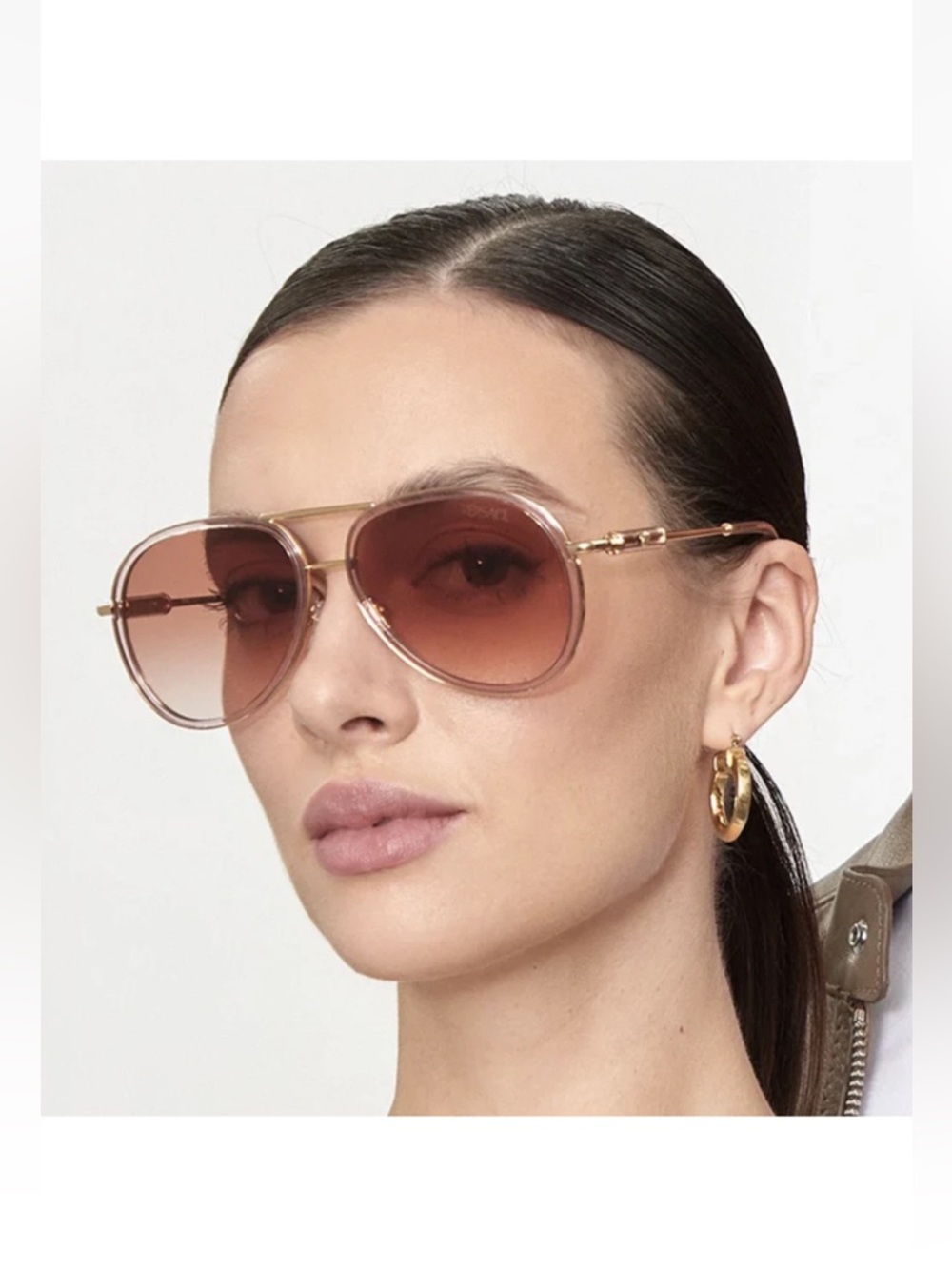 VERSACE OVE2260 brown transparent pink gradient unisex pilot aviator sunglasses